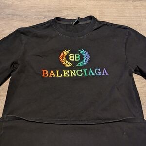 Balenciaga Black Sweatshirt with Rainbow Logo